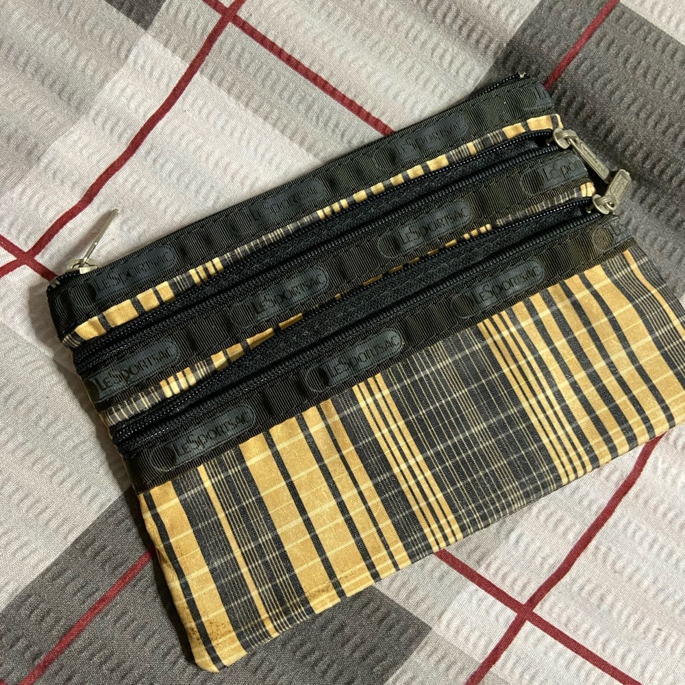 LESPORTSAC Striped Triple Zip Wallet